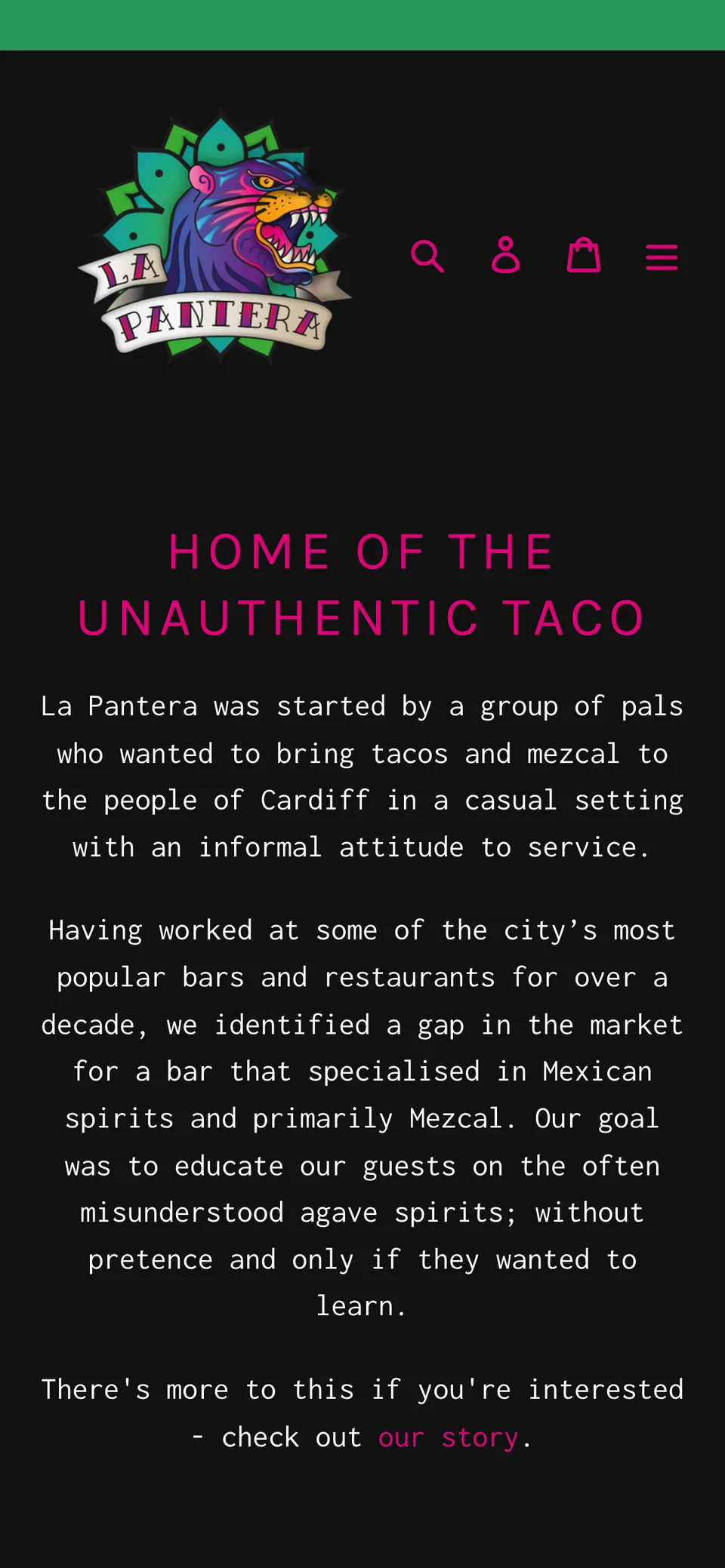 La Pantera mobile homepage